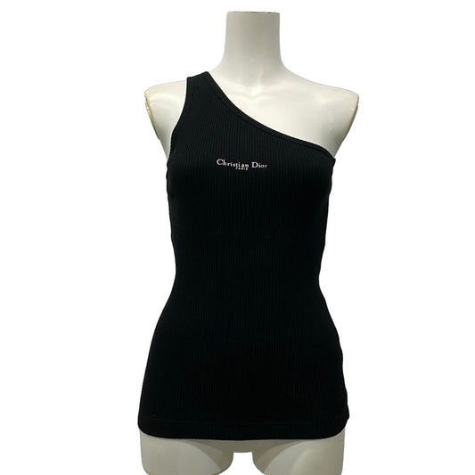 Dior Tank Top M Asymmetric Top Cotton Jersey Black