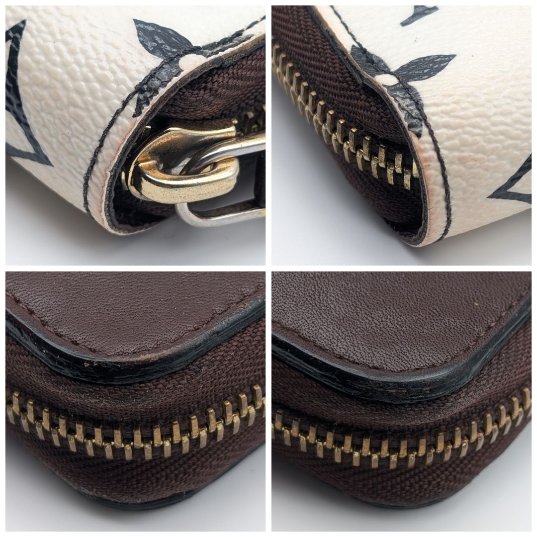Louis Vuitton Zippy Wallet Monogram Blanc Leather Zip Around White Brown — view 3