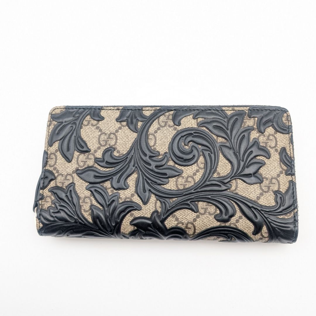Gucci GG Supreme Arabesque Black Zip Around Wallet — view 2