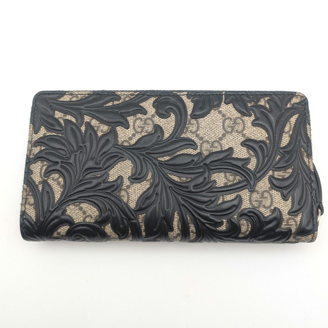 Gucci GG Supreme Arabesque Black Zip Around Wallet — view 3