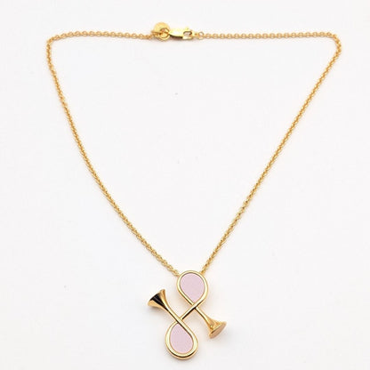 Hermes Col Necklace Gold Pink Pendant — view 6