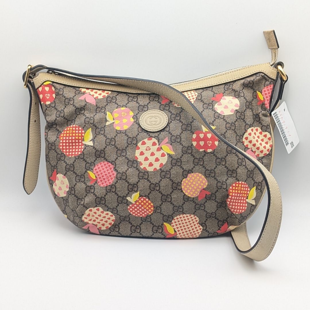 Gucci Repom GG Supreme Apple Heart White Shoulder Bag Cross