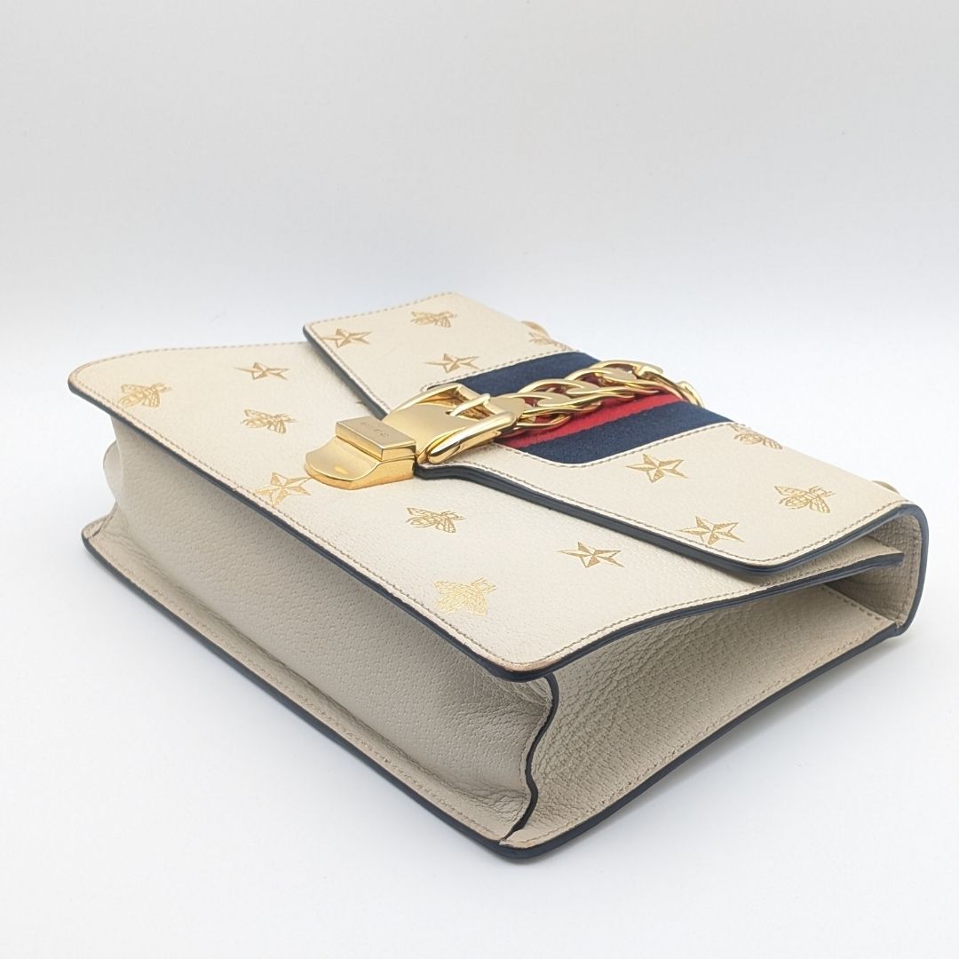 Gucci Sylvie Sherry Line Be Star White Leather 2-Way Shoulder — view 4