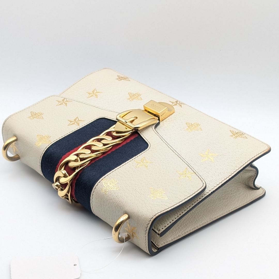 Gucci Sylvie Sherry Line Be Star White Leather 2-Way Shoulder — view 3