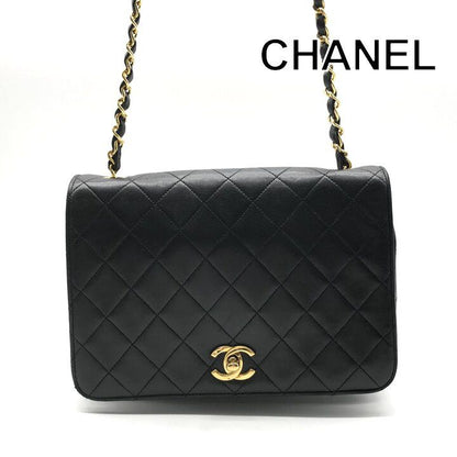 Chanel CC Logo Quilted Turnlock Leather Chain Shoulder Bag Black