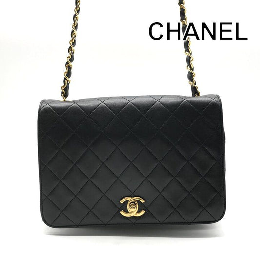 Chanel CC Logo Quilted Turnlock Leather Chain Shoulder Bag Black