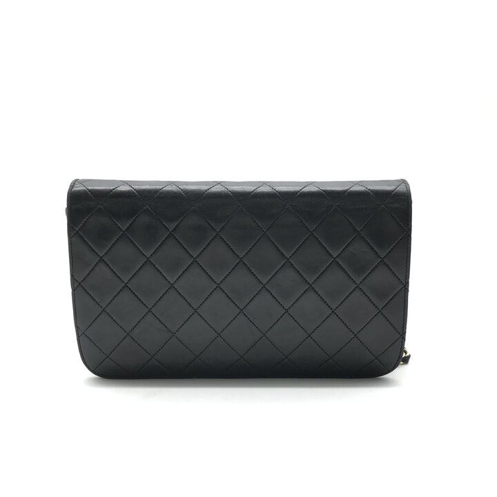 Chanel CC Logo Chain Shoulder Bag Turnlock Full Flap Lambskin Black — view 2