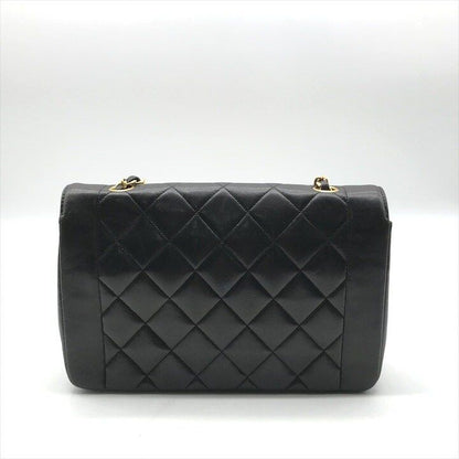 Chanel CC Logo Diana Quilted Lambskin Chain Shoulder Bag Crossbody Black — view 3