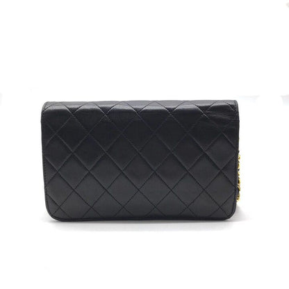 Chanel CC Logo Mini Quilted Push Lock Leather Chain Shoulder Bag Black — view 2
