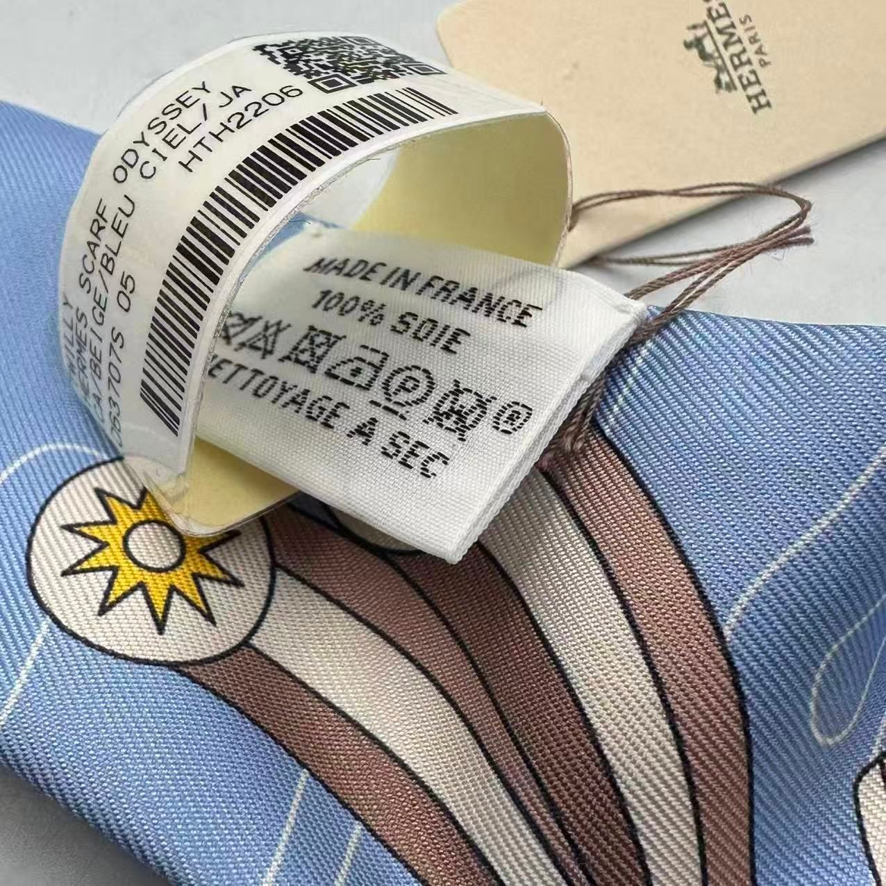 Hermes Twilly Scarf Silk Bandana All Over Pattern Logo Blue — view 5