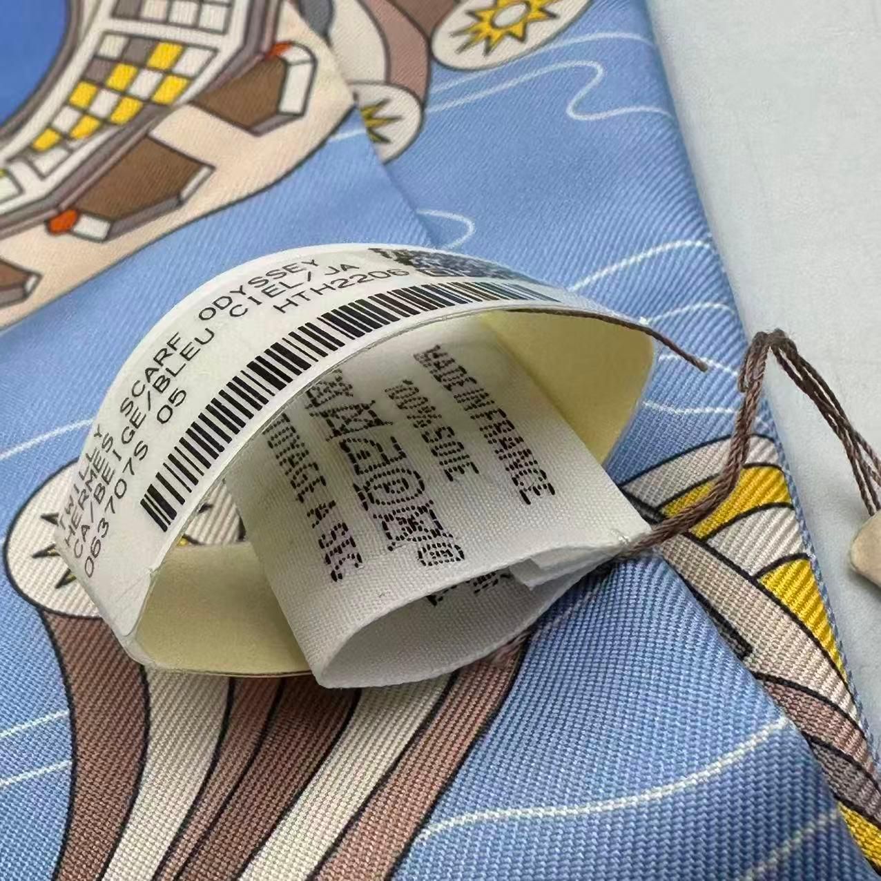 Hermes Twilly Scarf Silk Bandana All Over Pattern Logo Blue — view 5