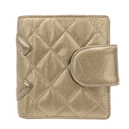Chanel Wallet Bifold Cambon Leather Gold Silver Compact Quilted Adult — view 2