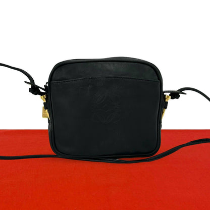 Loewe Vintage Anagram Logo Leather Mini Shoulder Bag Sacoch Pochette Black