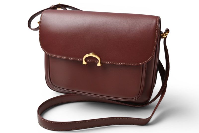 Cartier Shoulder Bag Vintage 2-Way C de Cartier Flap Leather Bordeaux