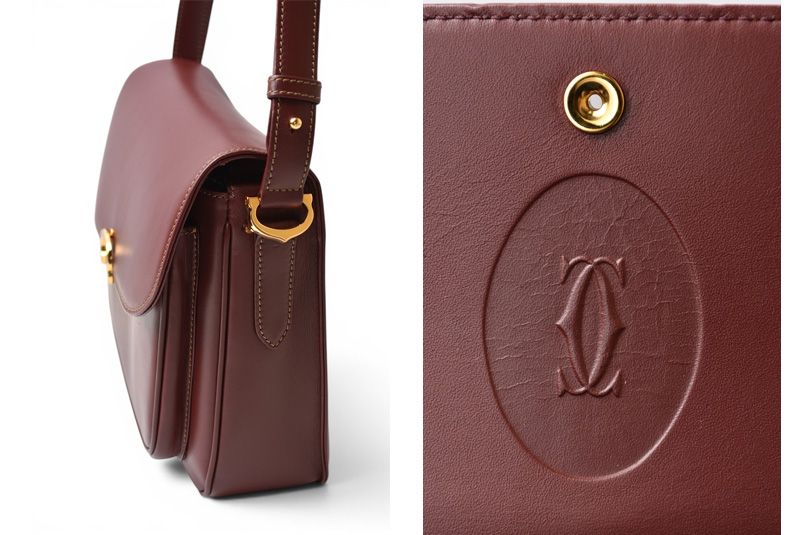 Cartier Shoulder Bag Vintage 2-Way C de Cartier Flap Leather Bordeaux — view 3