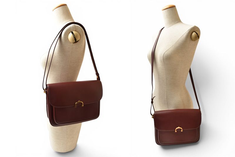 Cartier Shoulder Bag Vintage 2-Way C de Cartier Flap Leather Bordeaux — view 4