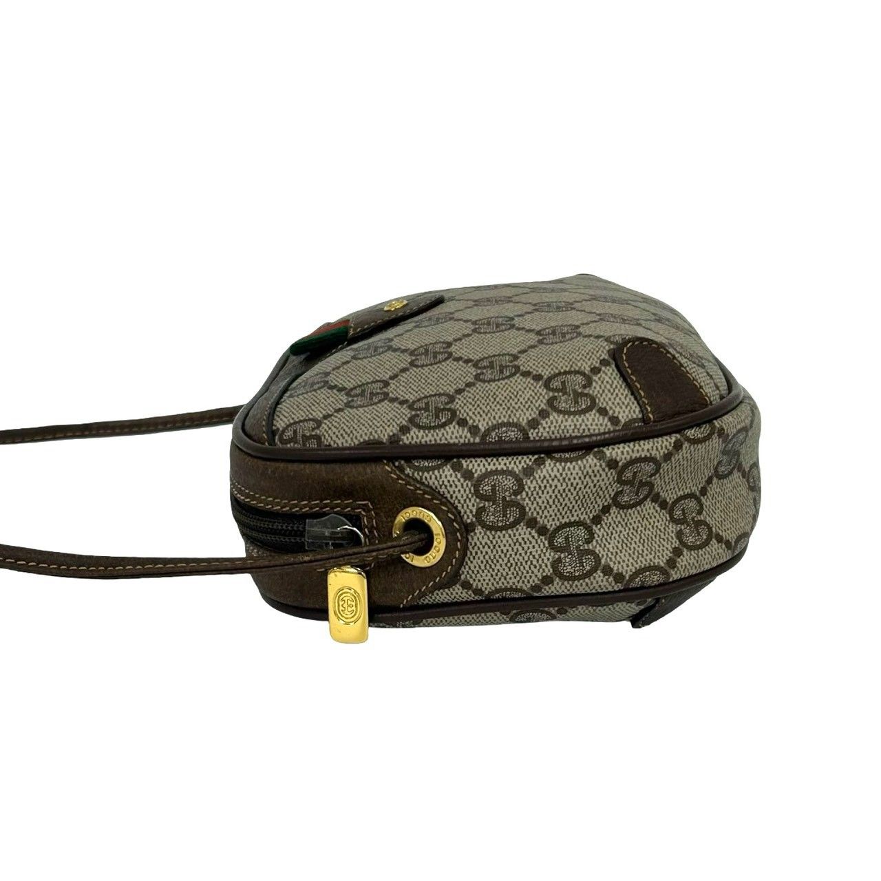 Gucci Vintage Sherry Line GG Logo Handle Leather Shoulder Bag Pochette Brown — view 5