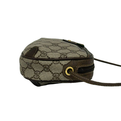Gucci Vintage Sherry Line GG Logo Handle Leather Shoulder Bag Pochette Brown — view 6