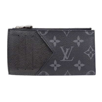 Louis Vuitton Card Case Taiga Monogram Eclipse Coin Holder Black Pocket Small