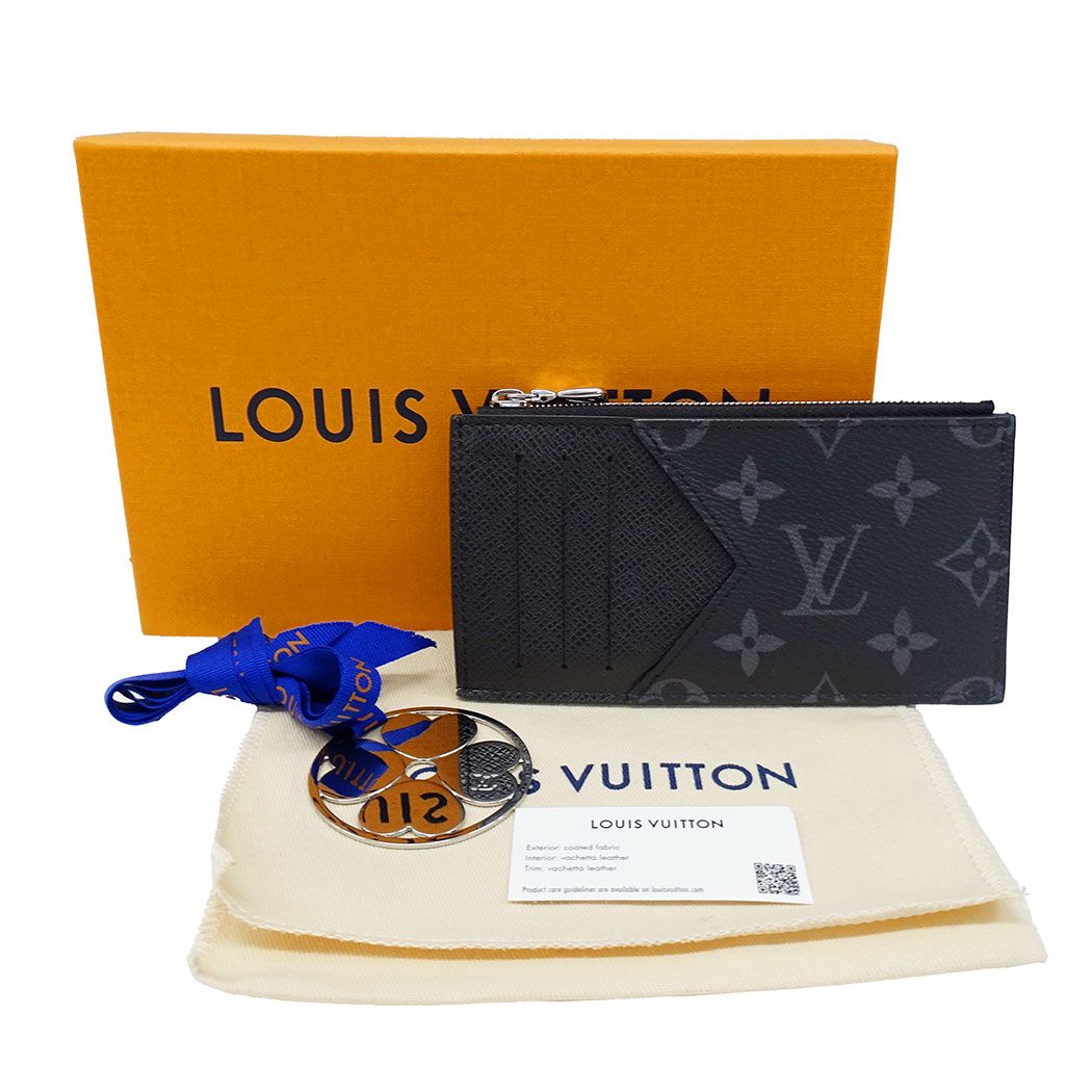 Louis Vuitton Card Case Taiga Monogram Eclipse Coin Holder Black Pocket Small — view 5