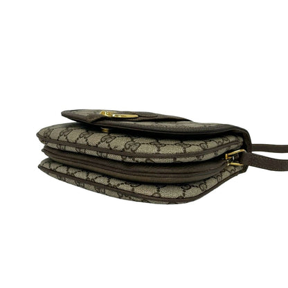 Gucci Vintage GG Logo Leather Mini Shoulder Bag Crossbody Pochette Brown — view 8