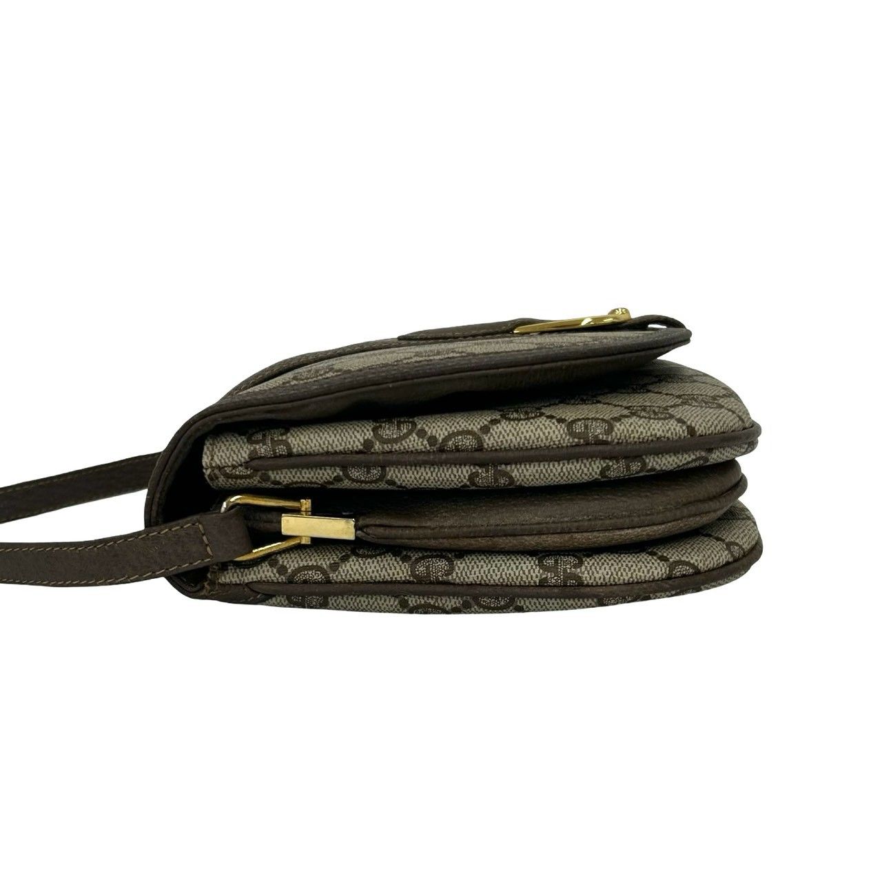 Gucci Vintage GG Logo Leather Mini Shoulder Bag Crossbody Pochette Brown — view 5