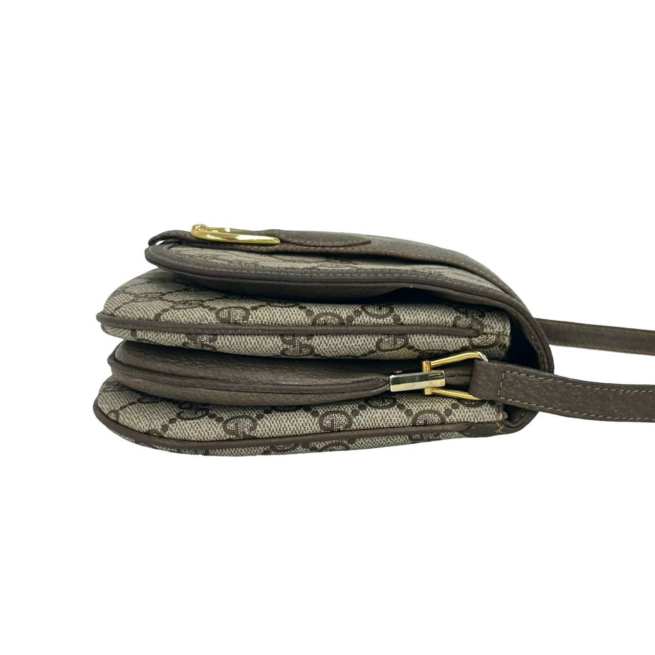 Gucci Vintage GG Logo Leather Mini Shoulder Bag Crossbody Pochette Brown — view 6
