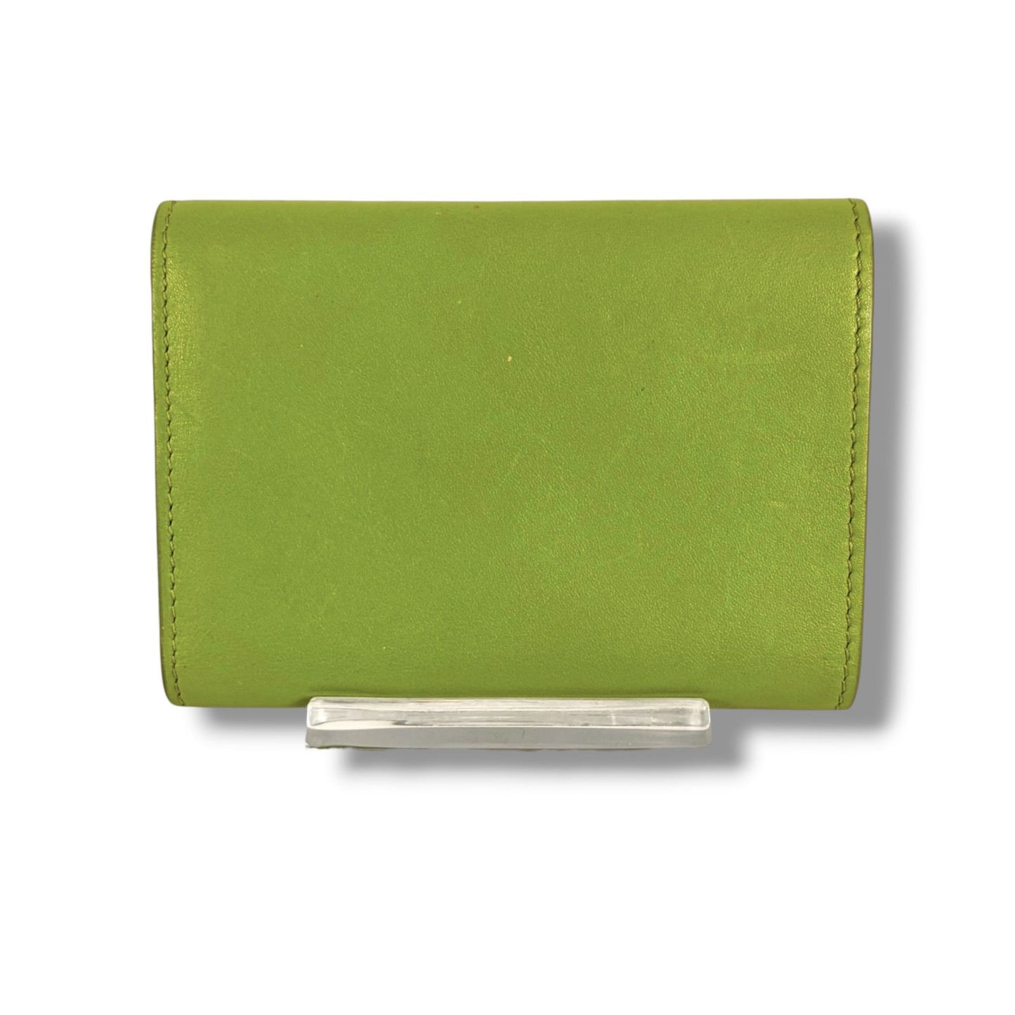 Loewe Pebble Vertical Wallet Small Green Gold Trifold Leather — view 4