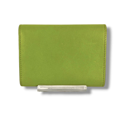 Loewe Pebble Vertical Wallet Small Green Gold Trifold Leather — view 4