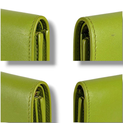 Loewe Pebble Vertical Wallet Small Green Gold Trifold Leather — view 7