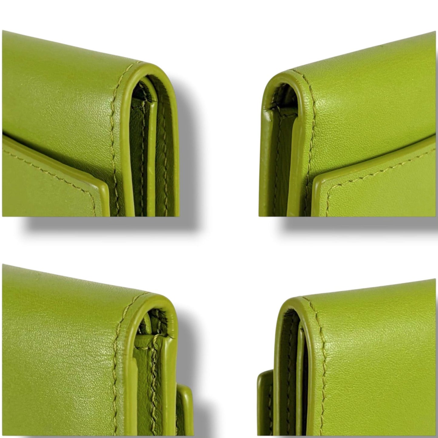 Loewe Pebble Vertical Wallet Small Green Gold Trifold Leather — view 8