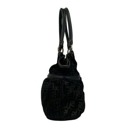 Fendi Shoulder Bag Zucca Pattern Black Leather — view 4