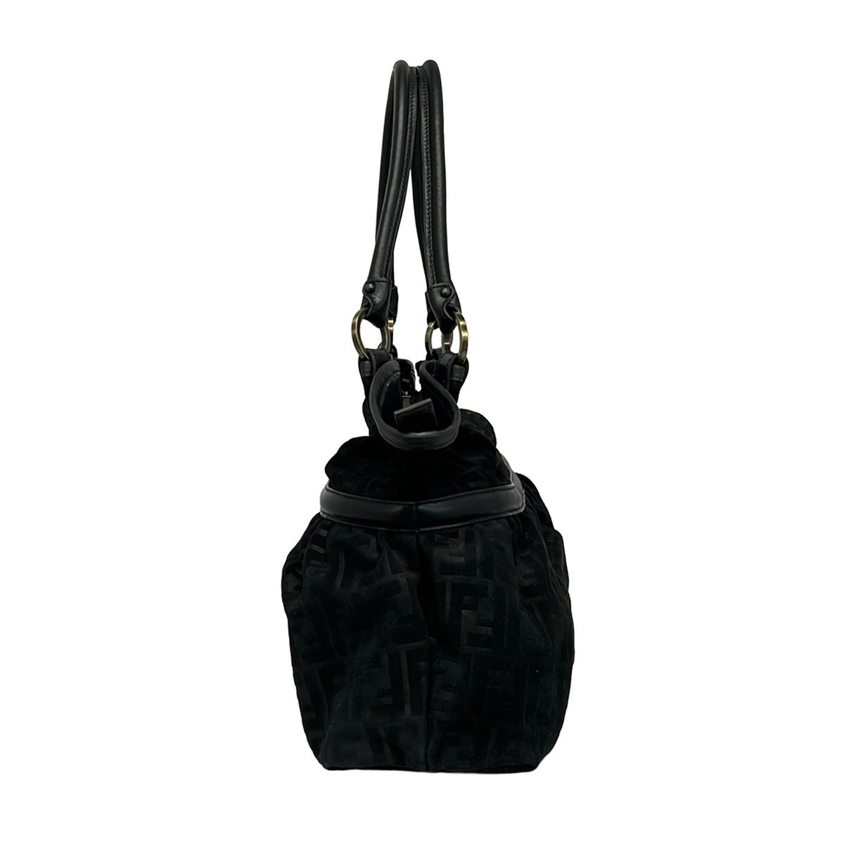 Fendi Shoulder Bag Zucca Pattern Black Leather — view 2