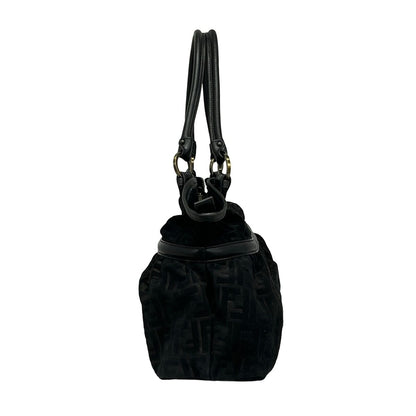 Fendi Shoulder Bag Zucca Pattern Black Leather — view 2