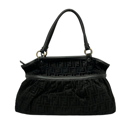 Fendi Shoulder Bag Zucca Pattern Black Leather — view 3