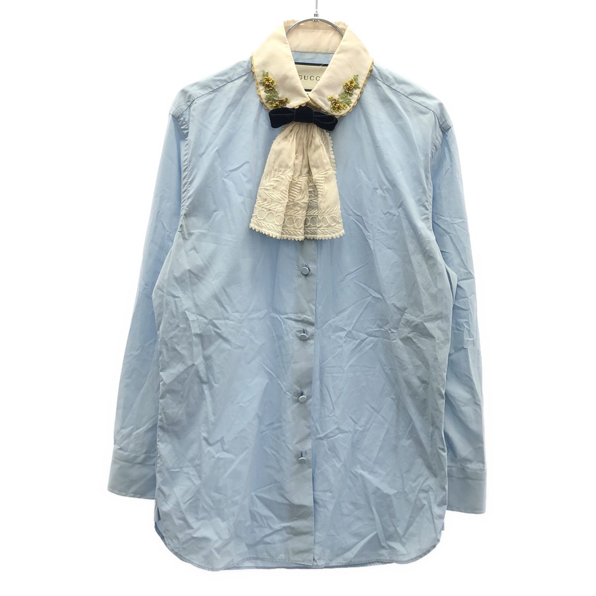 Gucci Sample Embroidery Color Poplin Shirt Zafwo Blue 40