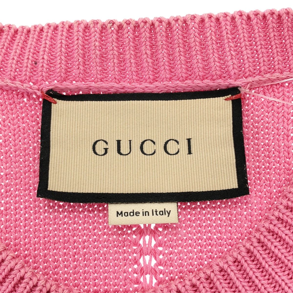 Gucci Flower Embroidery Puff Sleeve Knit Sweater Pink XS — view 3