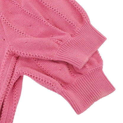 Gucci Flower Embroidery Puff Sleeve Knit Sweater Pink XS — view 5