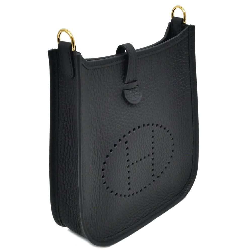 Hermes Evelyne TPM Black Gold Taurillon Clemence Leather Shoulder — view 2