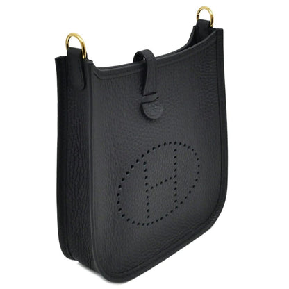 Hermes Evelyne TPM Black Gold Taurillon Clemence Leather Shoulder — view 2