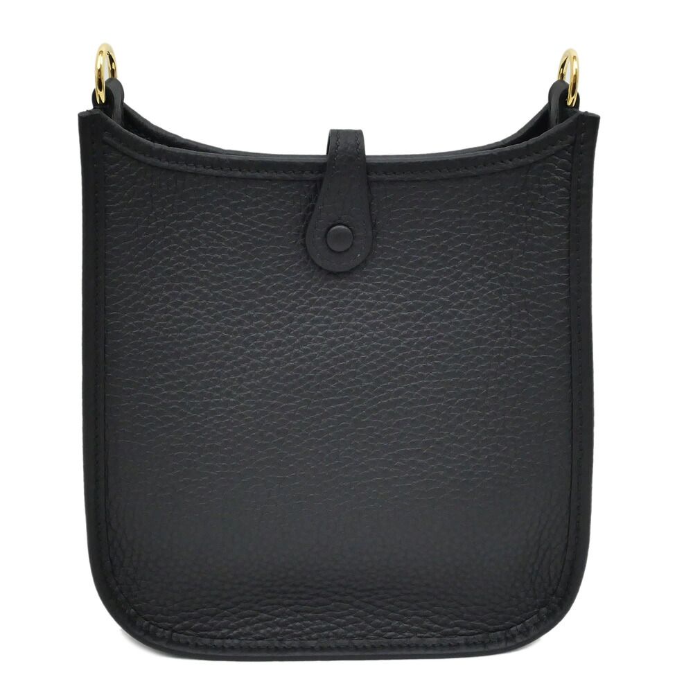 Hermes Evelyne TPM Black Gold Taurillon Clemence Leather Shoulder — view 3