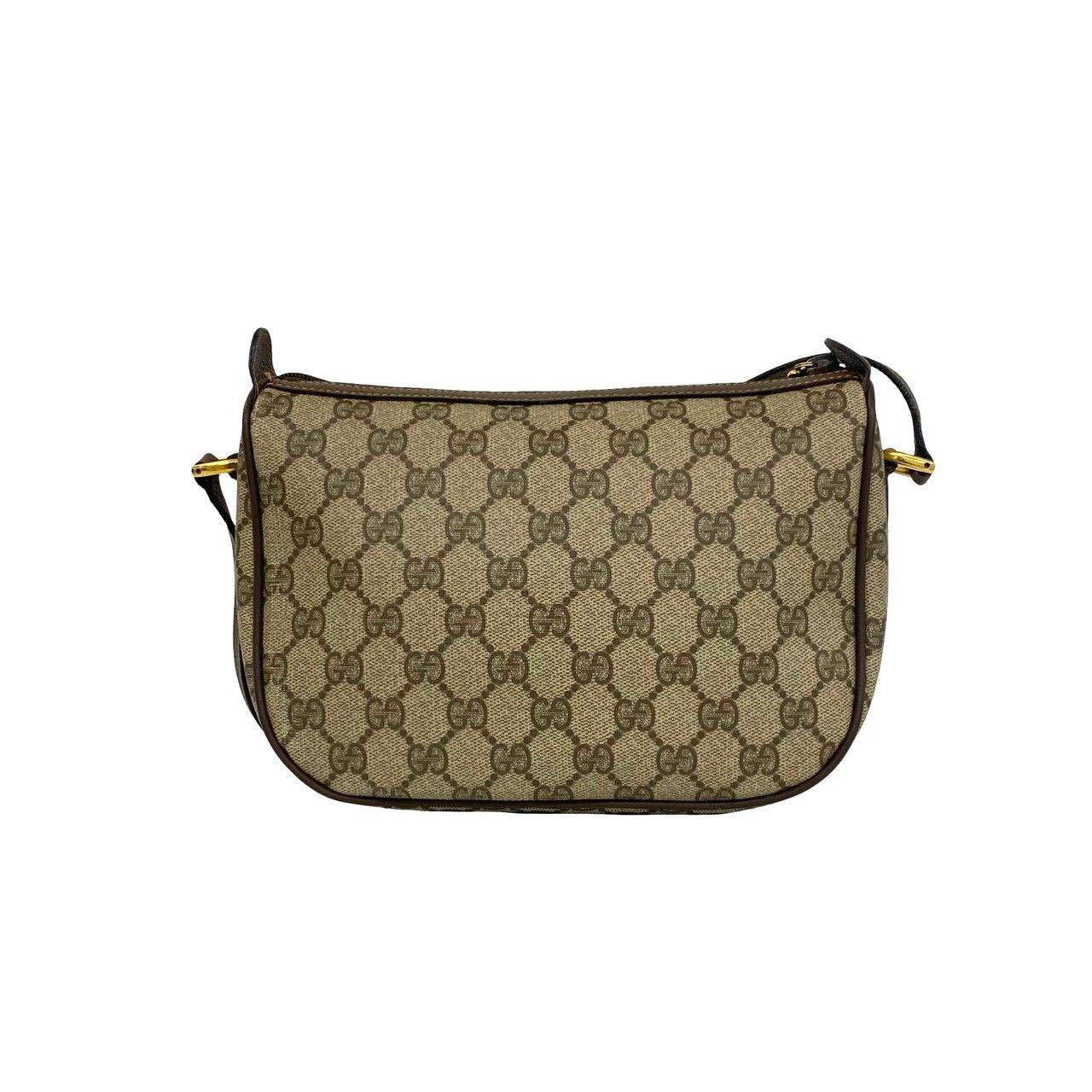 Gucci Vintage Sherry Line GG Logo Leather Shoulder Bag Sacoch Brown — view 3