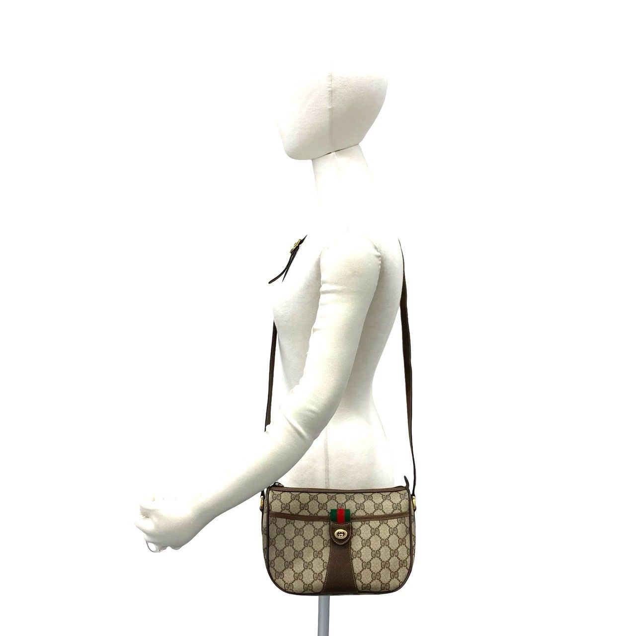 Gucci Vintage Sherry Line GG Logo Leather Shoulder Bag Sacoch Brown — view 2