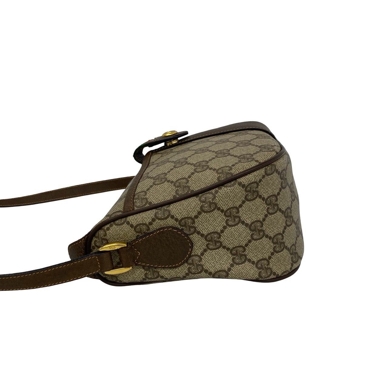 Gucci Vintage Sherry Line GG Logo Leather Shoulder Bag Sacoch Brown — view 5