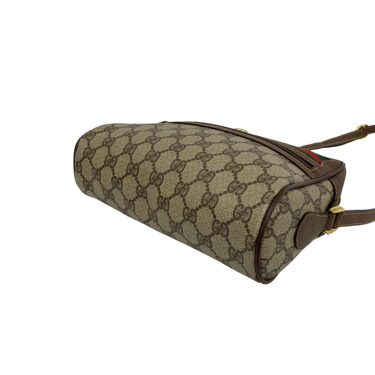 Gucci Vintage Sherry Line GG Logo Leather Shoulder Bag Brown — view 8