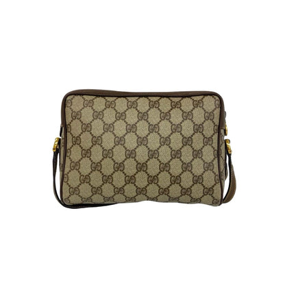 Gucci Vintage Sherry Line GG Logo Leather Shoulder Bag Brown — view 3