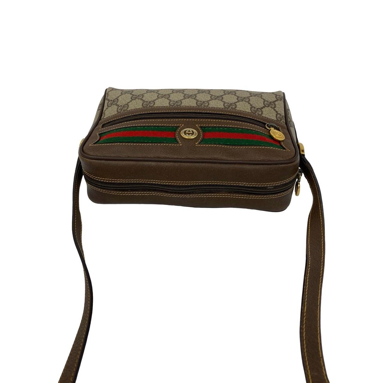Gucci Vintage Sherry Line GG Logo Leather Shoulder Bag Brown — view 4