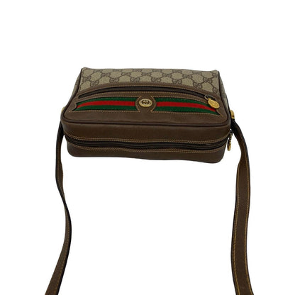 Gucci Vintage Sherry Line GG Logo Leather Shoulder Bag Brown — view 4