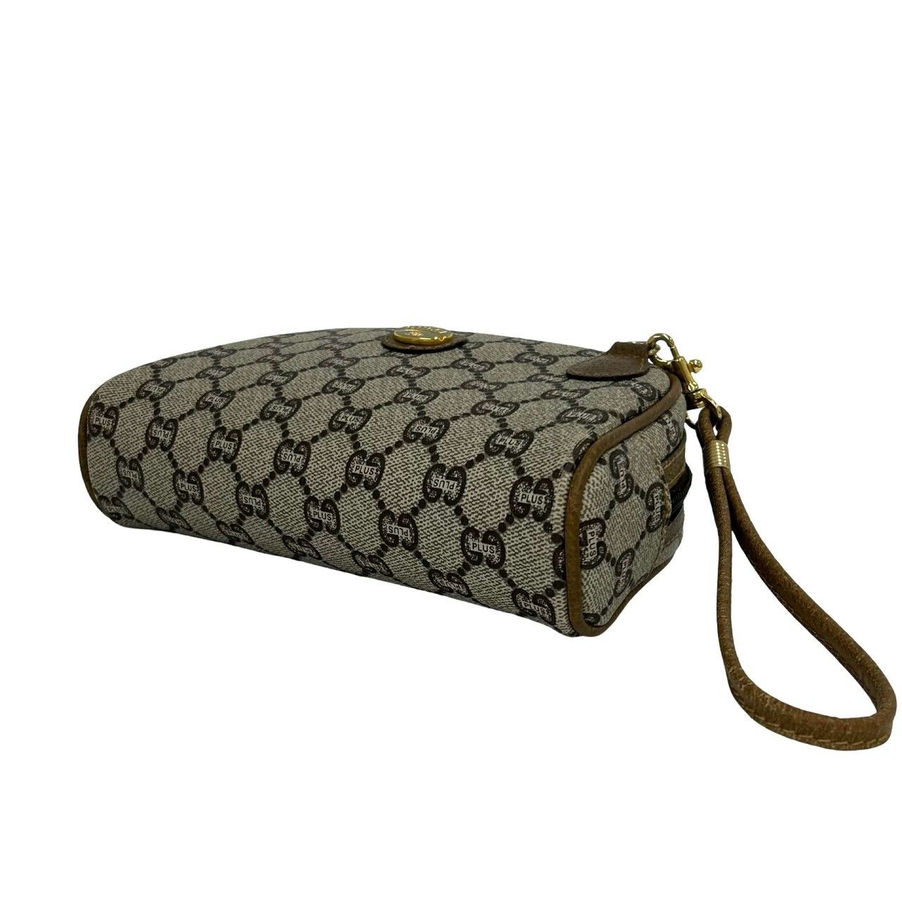 Gucci Vintage Plus Logo Leather 2-Way Shoulder Bag Mini Clutch Brown — view 8