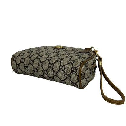 Gucci Vintage Plus Logo Leather 2-Way Shoulder Bag Mini Clutch Brown — view 8